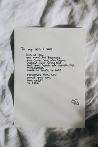 To My Son I Say // Poem
