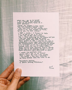 Where Can I Go to Be Loved? // Poem